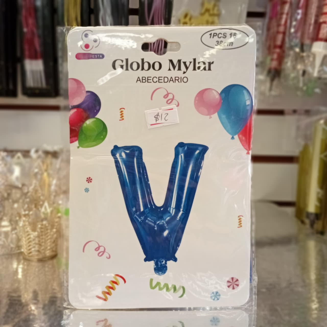 GLOBO FOILD AZUL MARINO 16" LETRA V