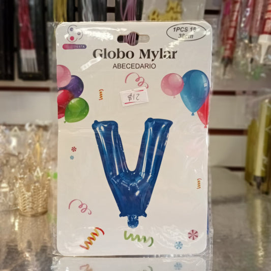 GLOBO FOILD AZUL MARINO 16" LETRA V