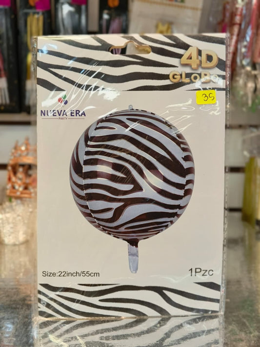 GLOBO ORBZ ANIMAL PRINT ZEBRA 22 PULGADAS