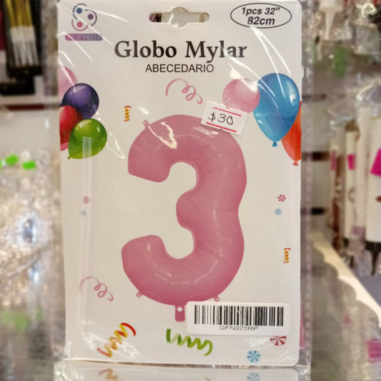 GLOBO FOILD 32" ROSA PASTEL NUMERO 3