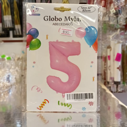 GLOBO FOILD 32" ROSA PASTEL NUMERO 5