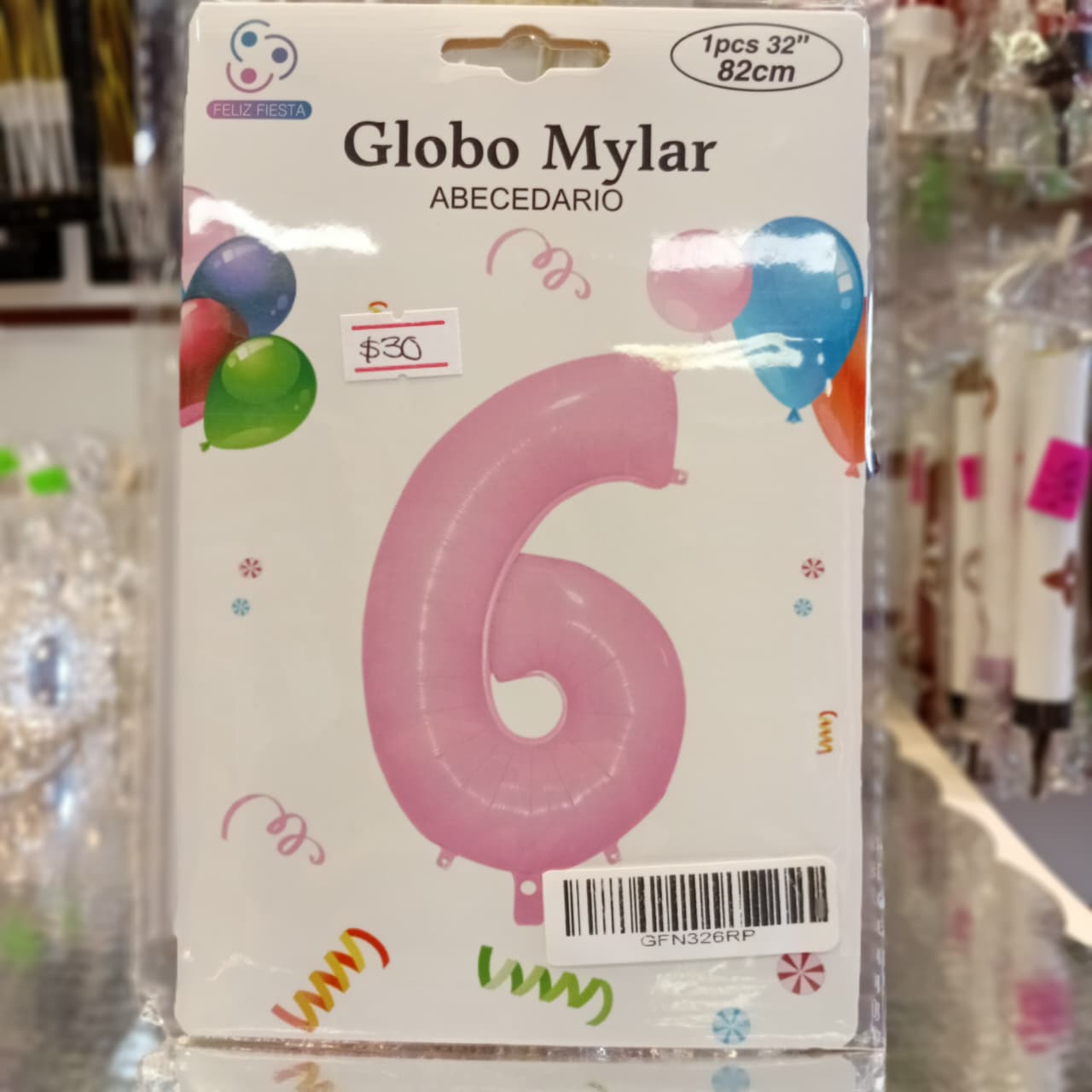 GLOBO FOILD 32" ROSA PASTEL NUMERO 6