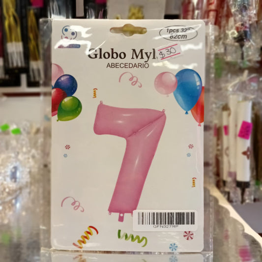 GLOBO FOILD 32" ROSA PASTEL NUMERO 7