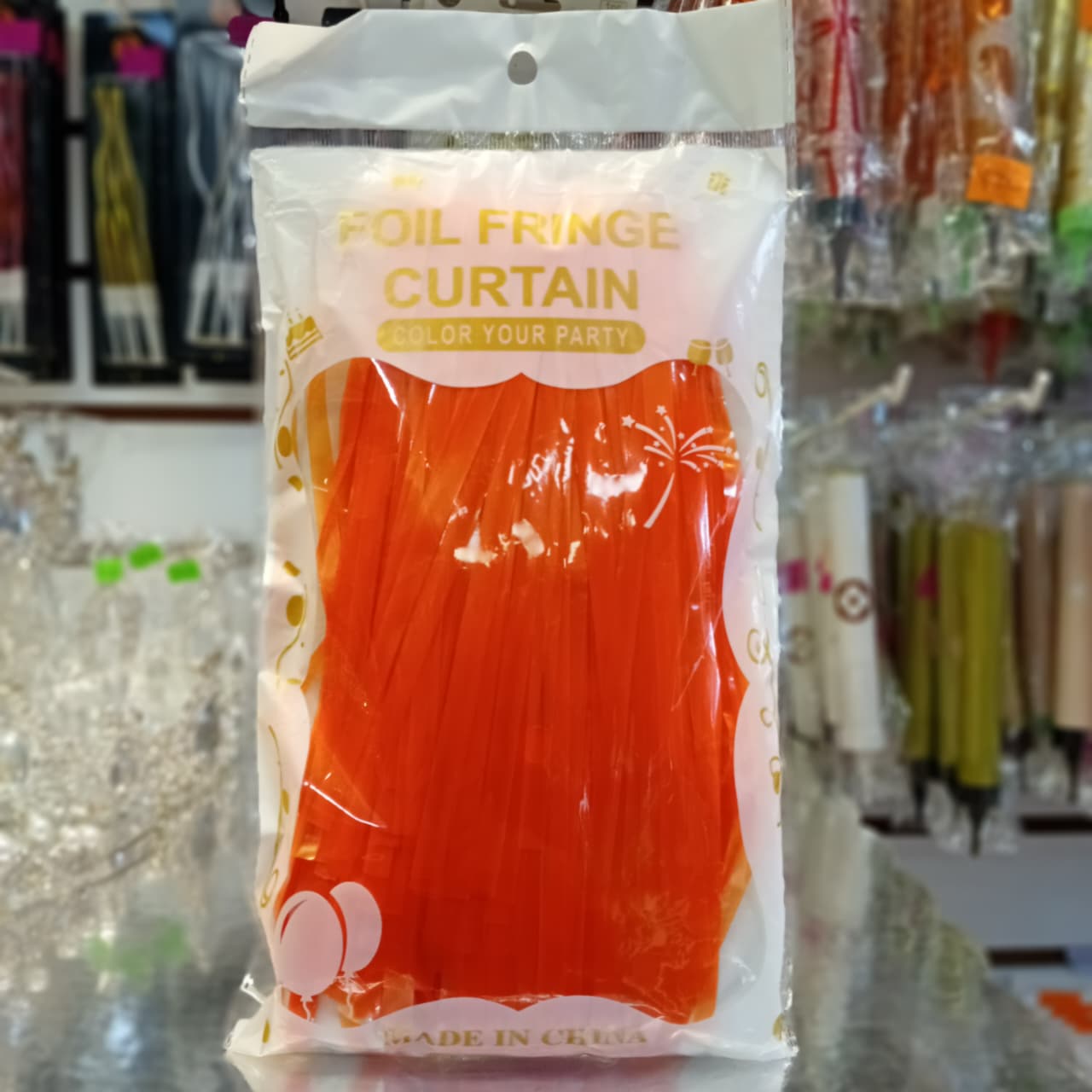 CORTINA TIRA FOSFORECENTE NARANJA