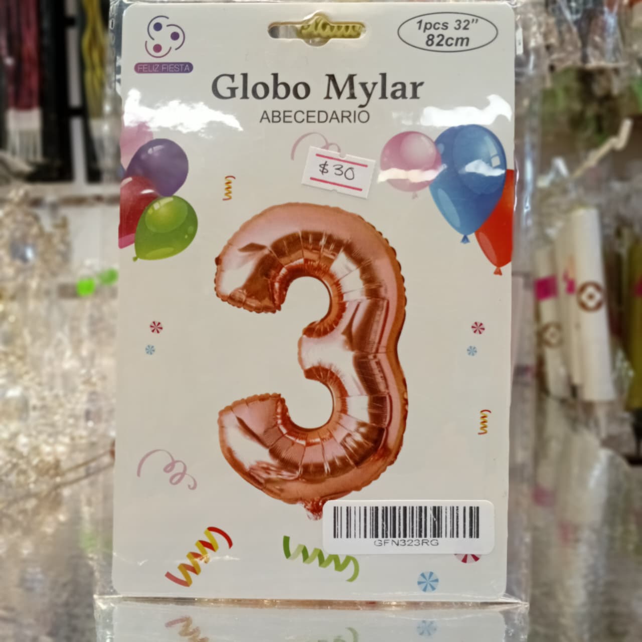 GLOBO FOIL NUMERO 3 ROSE GOLD 32 PULGADAS