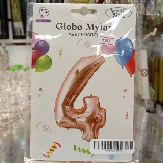 GLOBO FOIL NUMERO 4 ROSE GOLD 32 PULGADAS