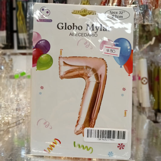 GLOBO FOIL NUMERO 7 ROSE GOLD 32 PULGADAS