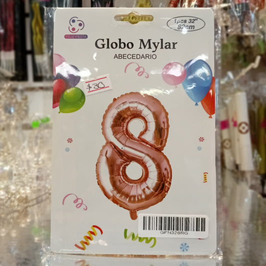GLOBO FOIL NUMERO 8 ROSE GOLD 32 PULGADAS
