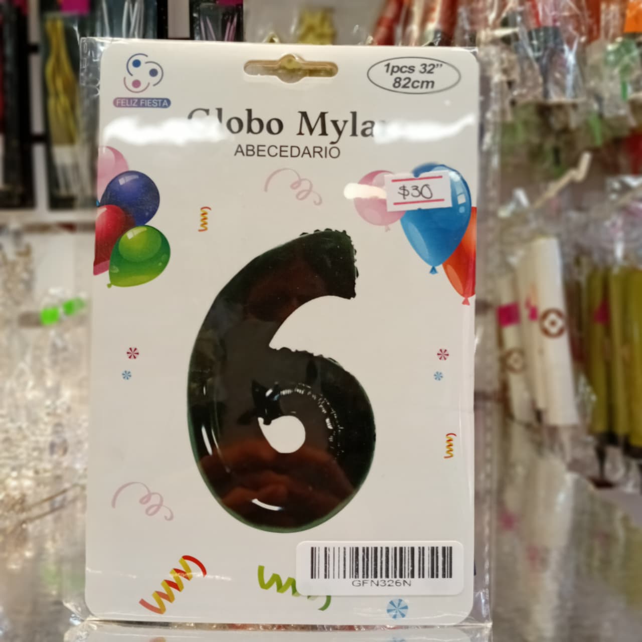 GLOBO FOIL NUMERO 6 NEGRO 32 PULGADAS