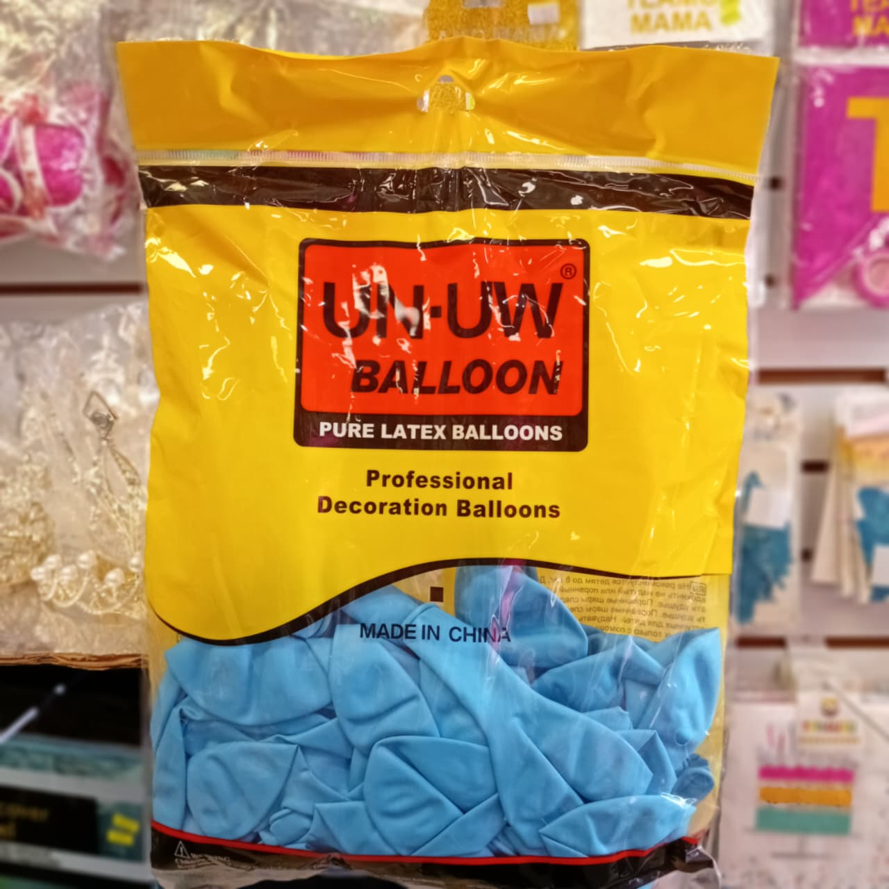 BOLSA DE GLOBOS UN UW COLOR CELESTE 12" CON 50 PIEZAS
