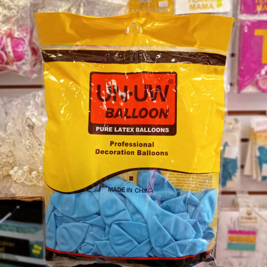 BOLSA DE GLOBOS UN UW COLOR CELESTE 12" CON 50 PIEZAS