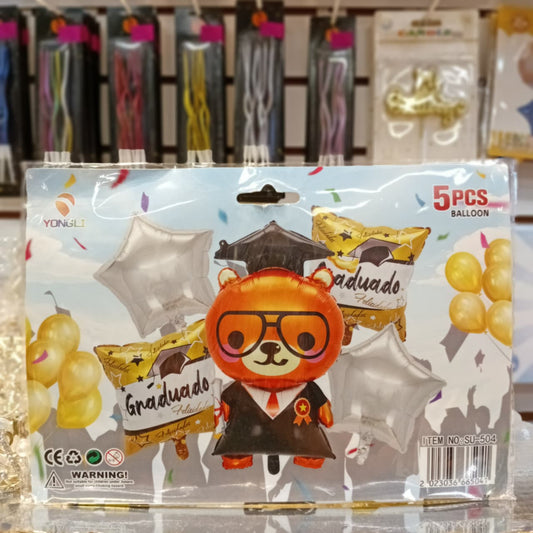 SET 5 GLOBOS GRADUADO OSO