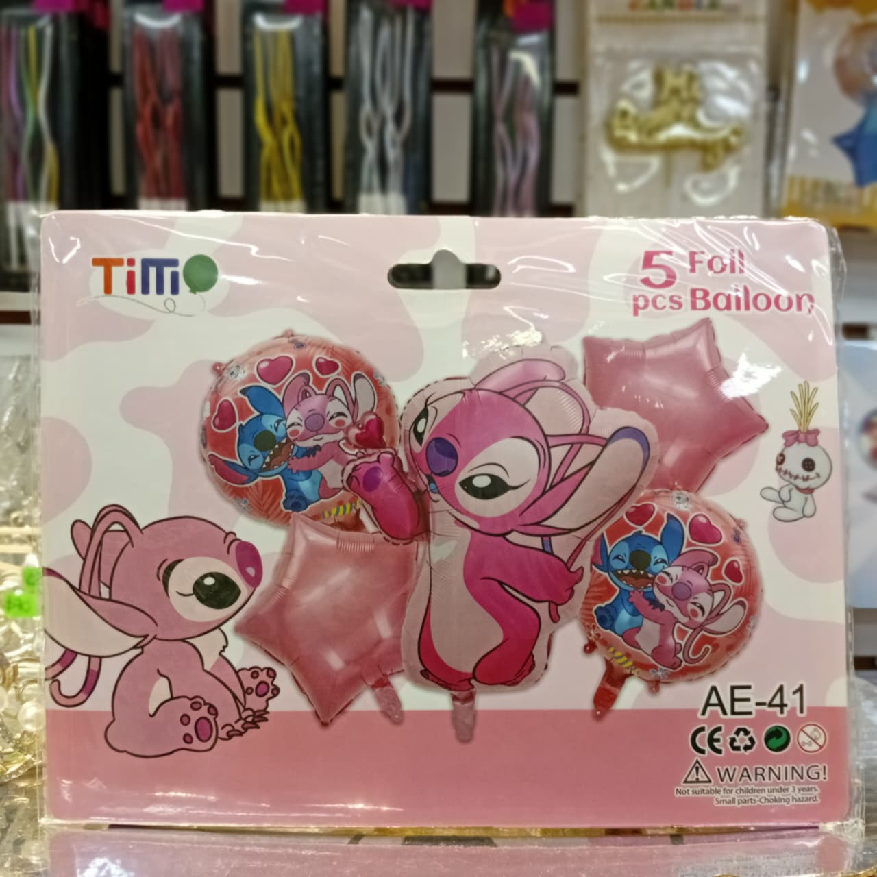 SET 5 GLOBOS STICH ROSA
