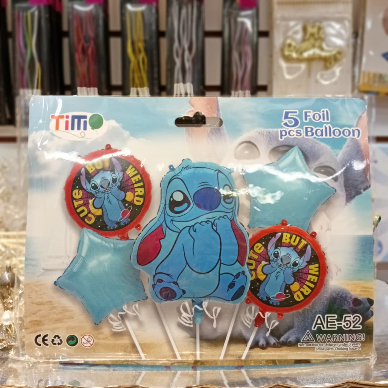 SET 5 GLOBOS STICH AZUL