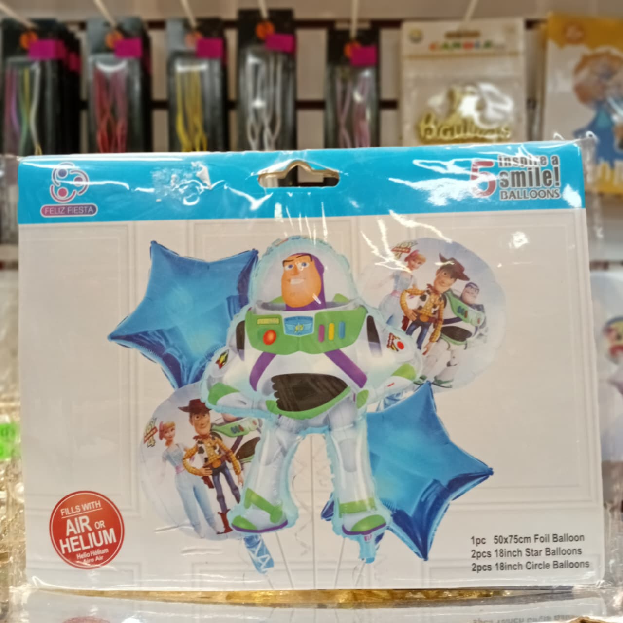 SET 5 GLOBOS BUZ LIGHYEAR AZUL