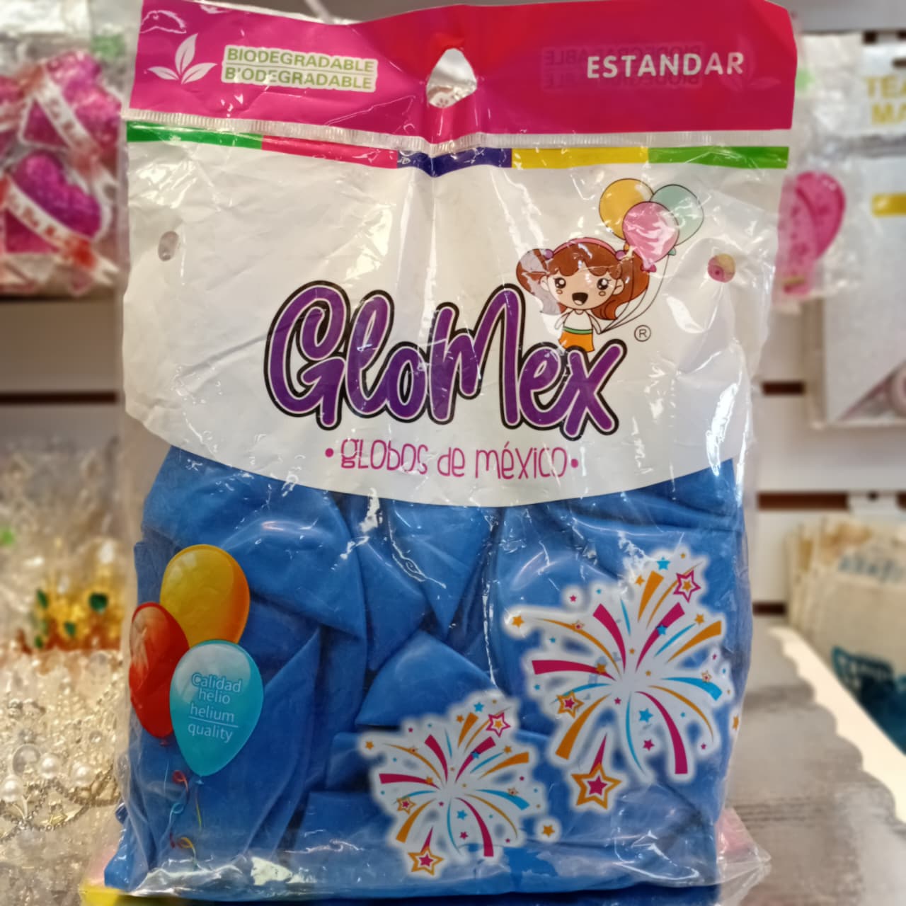 BOLSA DE GLOBOS GLOMEX 18" AZUL CON 25 PIEZAS