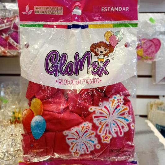 BOLSA DE GLOBOS GLOMEX 18" FUCSIA CON 25 PIEZAS