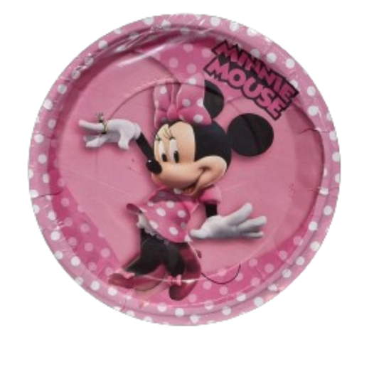 Paquete 10 Pz Platos Minnie Mouse Rosa