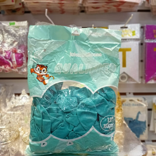 BOLSA DE GLOBOS QUALIFIED COLOR TURQUEZA 12" 100 PIEZAS