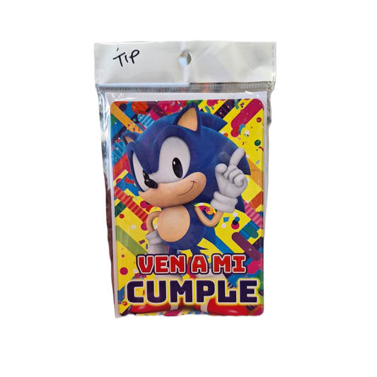 Paquete 10 Invitaciones Sonic