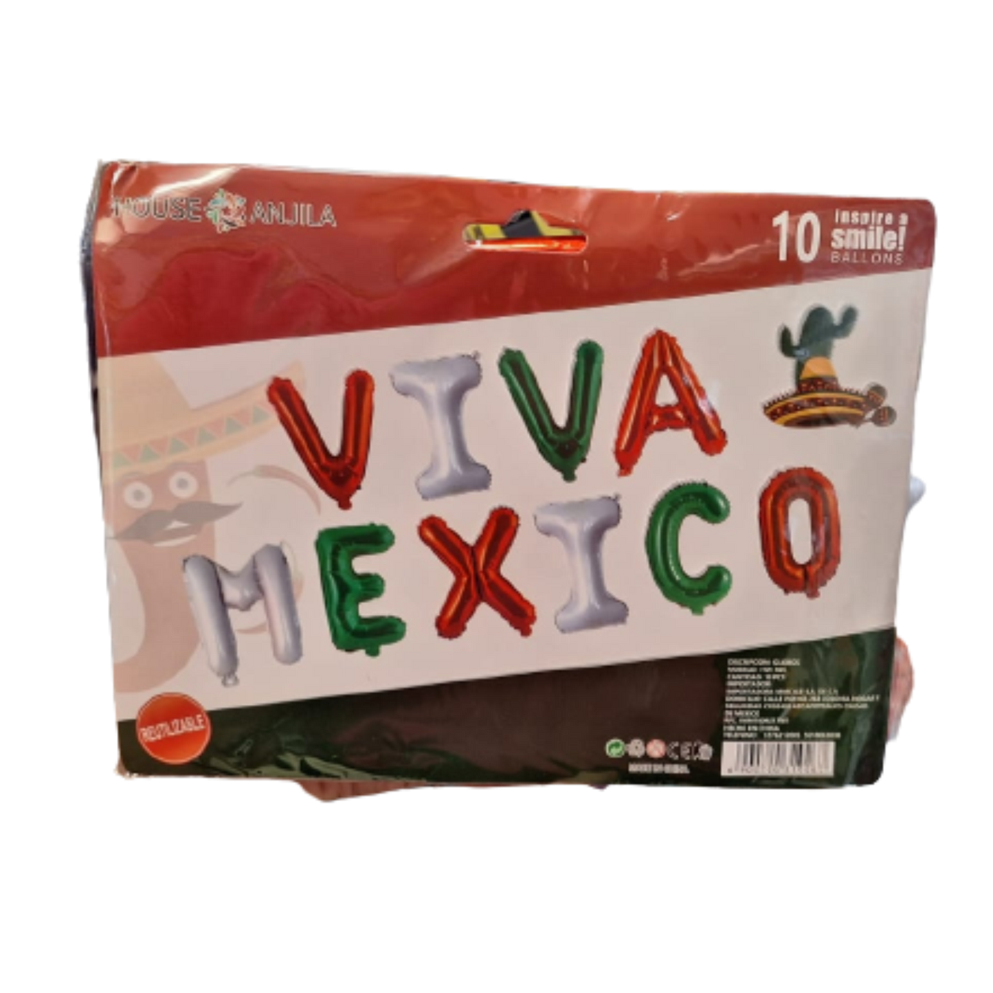 Set Globos Frase Viva Mexico